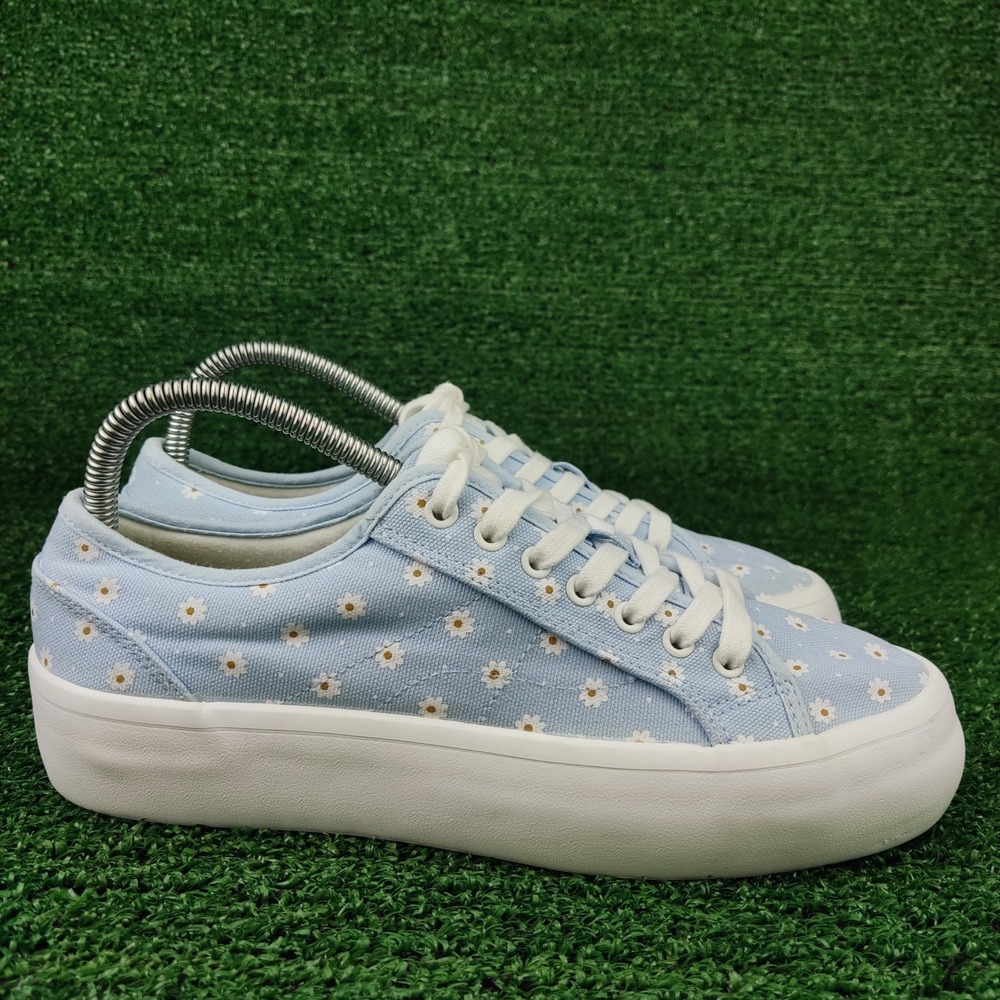 Sincerely Jules Sneakers Womens 7.5 Blue Daisy Floral Platform Lace Up Casual